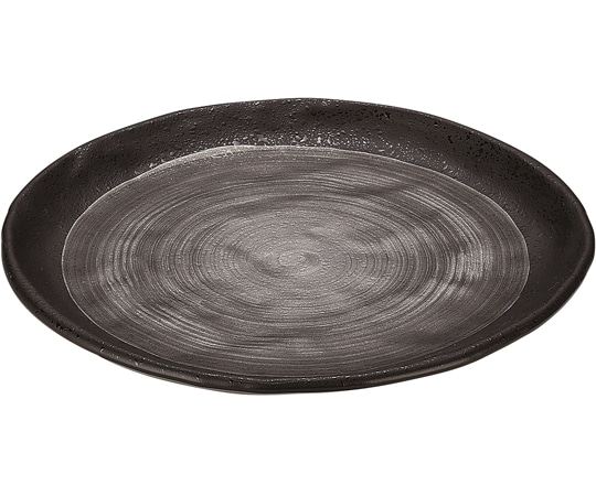 福井クラフト 丸皿 スモーク銀渕黒クリヤータタキ塗 φ163mm 50022030 1個（ご注文単位1個）【直送品】