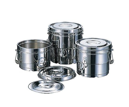 赤川器物製作所 AG 18-8 目盛付二重食缶 クリップ付 8L 14008C(8L) 1個(ご注文単位1個)【直送品】