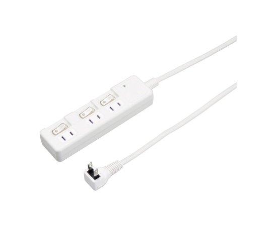 ヤザワコーポレーション 雷ガード付 3個口 節電タップ 3m ホワイト H8KS333WH 1個(ご注文単位1個)【直送品】