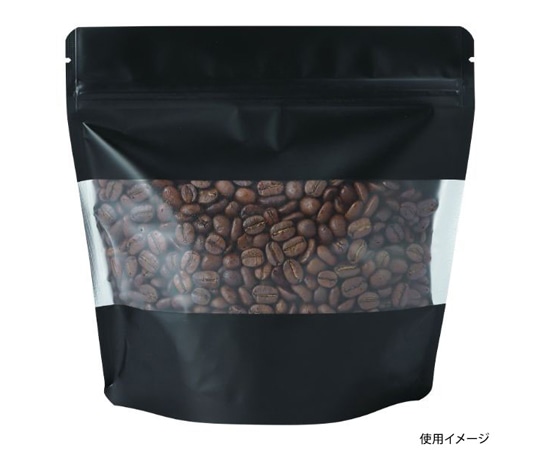 ヤマニパッケージ コーヒー用袋 アルミスタンドチャック袋 M 窓付 マット黒 500枚 COT-879BL 1ケース(ご注文単位1ケース)【直送品】