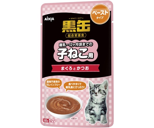 アイシア 黒缶パウチ 子ねこ用 まぐろとかつお ペーストタイプ 60g BP-53 1個(ご注文単位1個)【直送品】