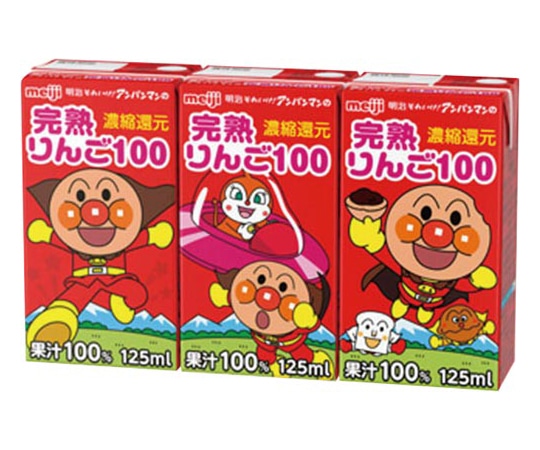 明治アイスクリーム販売 アンパンマンの完熟りんご100 125mL 36本 093935 1ケース※軽(ご注文単位1ケース)【直送品】