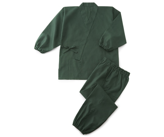 興栄繊商 清涼綿混 平織 京作務衣 緑 L 539 1枚(ご注文単位1枚)【直送品】