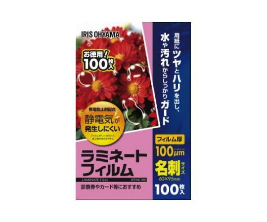 アイリスオーヤマ ラミネートフィルム帯電抑制100μ 名刺 100枚 LFT-NC100(539749) 1パック（ご注文単位1パック）【直送品】
