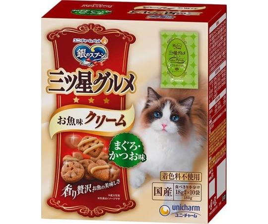 ユニ・チャーム 銀のスプーン三ツ星グルメ お魚味クリーム まぐろ・かつお味 180g 1個(ご注文単位1個)【直送品】