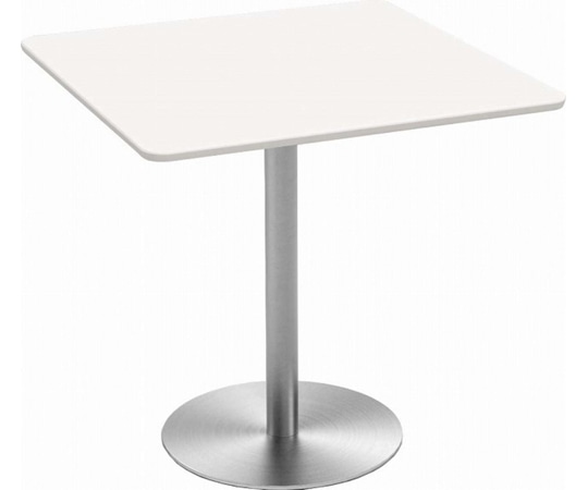 Y2K カフェテーブル 75cm 角 ステンレス丸脚 ホワイト 1個(ご注文単位1個)【直送品】