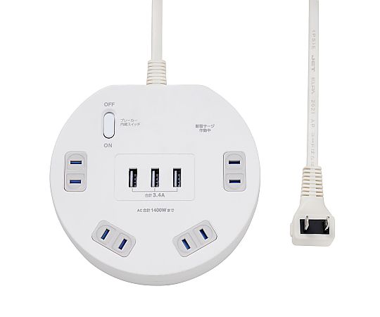 ELPA 耐雷丸形 4P 2m USBタップ WLS-LS402RUSB(W) 1個(ご注文単位1個)【直送品】