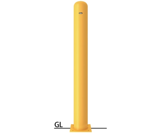 サンポール スチール製 ロングピラー車止め ベース式 フックなし φ165.2(t4.5)×H1500mm 黄 FPA-17BH-F00(Y) 1本(ご注文単位1本)【直送品】
