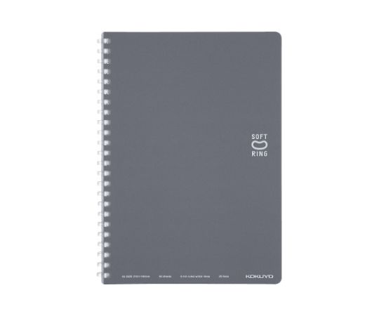 コクヨ ソフトリングノート(ドット入り罫線)A5 濃灰 ス-SV331BT-DM 1冊(ご注文単位1冊)【直送品】