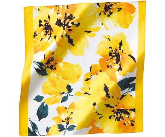 カーシーカシマ ENJOY スカーフ 花柄 イエロー EAZ667 1枚（ご注文単位1枚）【直送品】