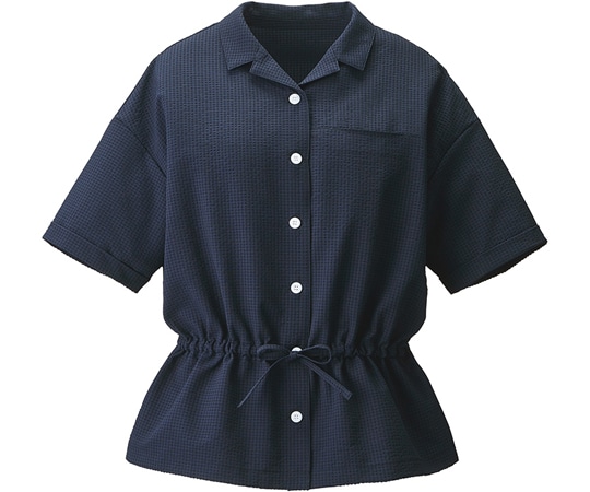 カーシーカシマ ENJOY オーバーブラウス GINGHAMSUCKERSTRETCH ネイビー L ESA735 1枚(ご注文単位1枚)【直送品】