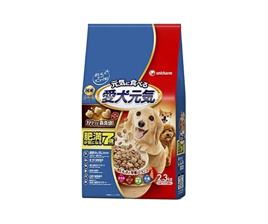ユニ・チャーム 愛犬元気 肥満が気になる7歳以上用 ささみ・ビーフ・緑黄色野菜・小魚入り 2.3kg 1個(ご注文単位1個)【直送品】