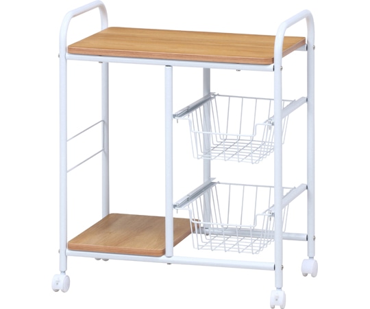 不二貿易 キッチンワゴン FBC-02-1 WH/NA 15424 1個(ご注文単位1個)【直送品】