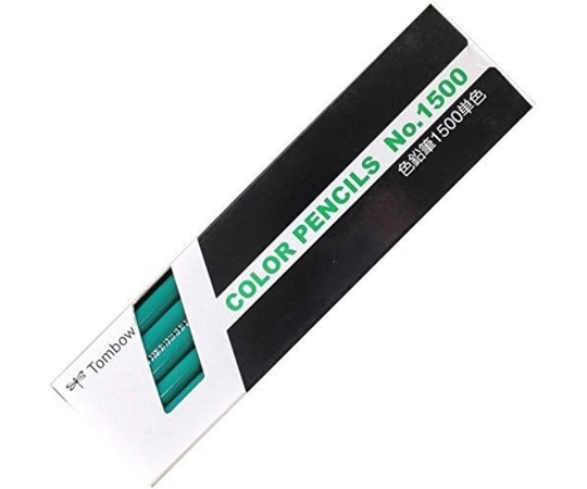 トンボ鉛筆 色鉛筆 1500 単色 あおみどり 青緑 1ダース(12本入) 1500-12 1ダース(ご注文単位1ダース)【直送品】