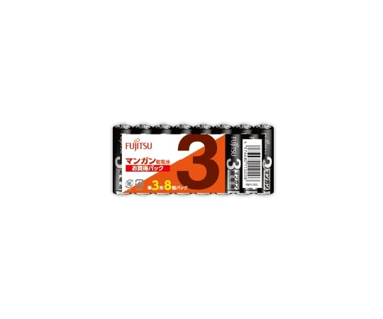 富士通 マンガン乾電池 単3形 1.5V R6PU 8個パック R6PU(8S) 1パック(ご注文単位1パック)【直送品】