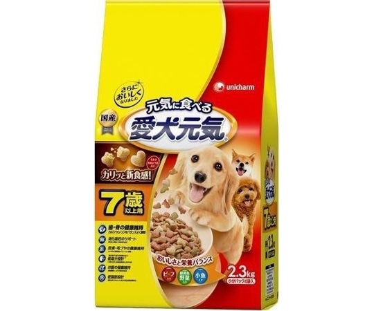 ユニ・チャーム 愛犬元気 7歳以上用 ビーフ・緑黄色野菜・小魚入り 2.3kg 1個(ご注文単位1個)【直送品】