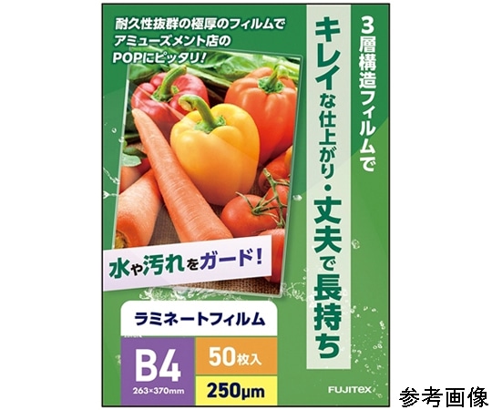 フジテックス ラミネートフィルム250μ B4サイズ 50枚入  1ケース(ご注文単位1ケース)【直送品】