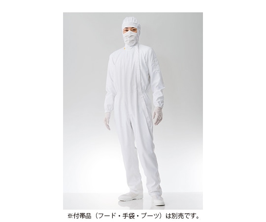 東洋リントフリー クリーンルーム用ツナギ服 白 M FX120C-01 M 1枚 (ご注文単位1枚)【直送品】