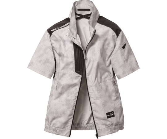 日新被服 半袖ブルゾン サイズ:3L 胸囲(cm):128 着丈(cm):72 TR3351-404-3L ドットシルバー 1個(ご注文単位1個)【直送品】