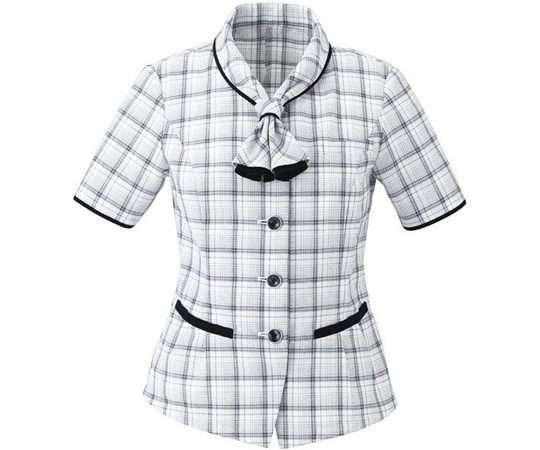 カーシーカシマ ENJOY オーバーブラウス AIR MESH CHECK ホワイト 15号 ESA661 1枚（ご注文単位1枚）【直送品】