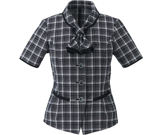 カーシーカシマ ENJOY オーバーブラウス AIR MESH CHECK ブラック 11号 ESA661 1枚（ご注文単位1枚）【直送品】