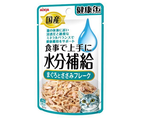 アイシア 国産 健康缶パウチ 水分補給 まぐろとささみフレーク 40g KZJ-19 1個（ご注文単位1個）【直送品】