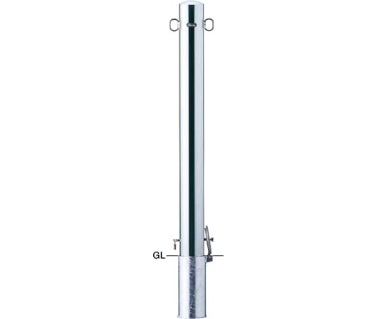 サンポール ピラー 車止め ステンレス 両フック 差込式カギ付 φ101.6(t2.0)×H1000mm PA-11SK4(250)-F11 1本(ご注文単位1本)【直送品】