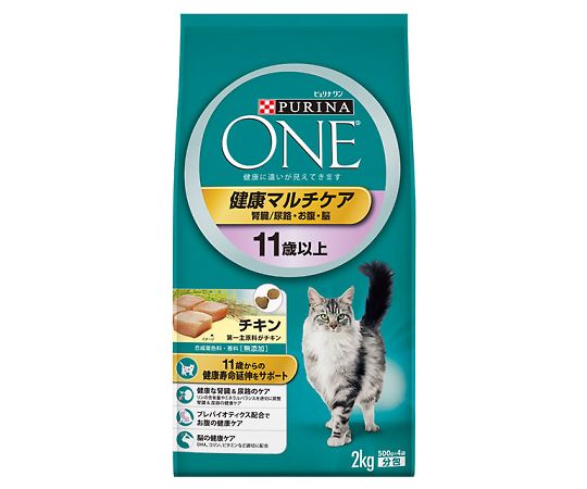 Nestle ピュリナワンキャット 健康マルチケア 11歳以上 チキン 2kg 12395303 1袋(ご注文単位1袋)【直送品】