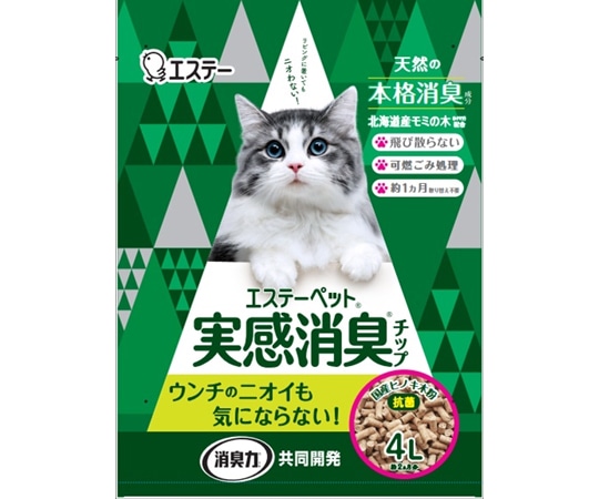 エステー エステーペット 実感消臭チップ 猫用システムトイレ 4L 1袋(ご注文単位1袋)【直送品】