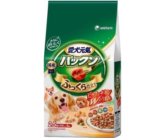ユニ・チャーム 愛犬元気パックン ビーフ・チキン・緑黄色野菜・小魚・チーズ入り2.5kg 1個(ご注文単位1個)【直送品】