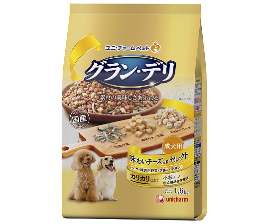 ユニ・チャーム グランデリ カリカリ仕立て 成犬用 味わいチーズ入りセレクト 1.6kg 62307 1個(ご注文単位1個)【直送品】