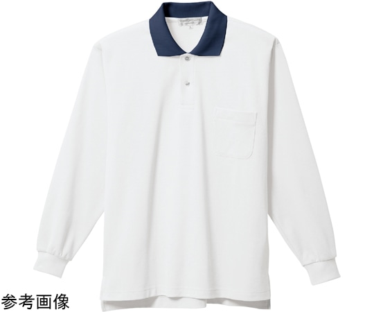 三愛 長袖ポロシャツ ホワイト×ネイビー 3L 8700 1着（ご注文単位1着）【直送品】