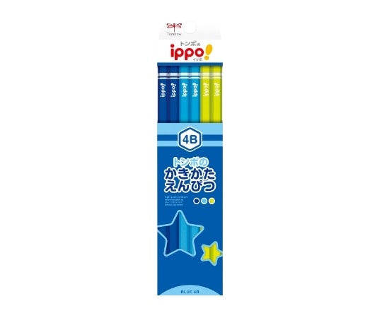 トンボ鉛筆 ippo! かきかた鉛筆 4B ブルー系 1ダース(12本入) KB-KPM04-4B 1ダース(ご注文単位1ダース)【直送品】