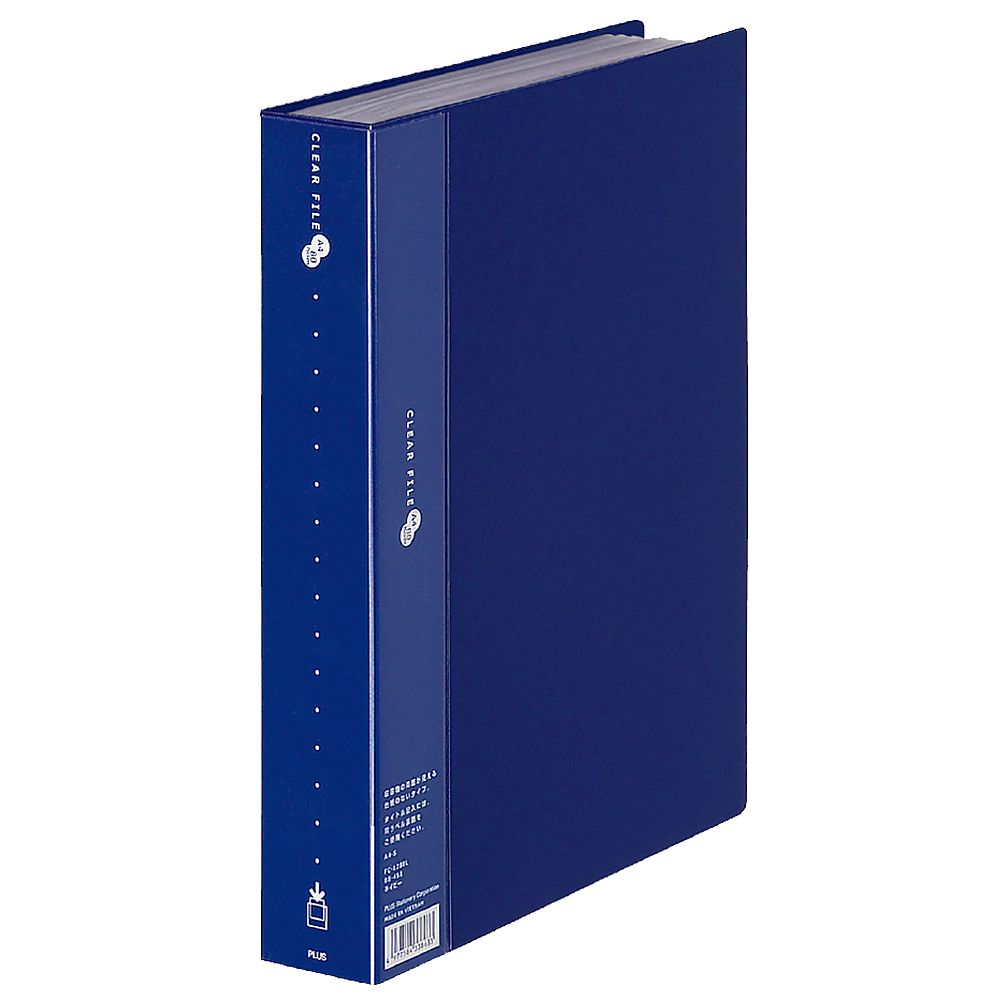 プラス クリアーファイル 80P A4S ネイビー FC-128EL NV 1冊(ご注文単位1冊)【直送品】