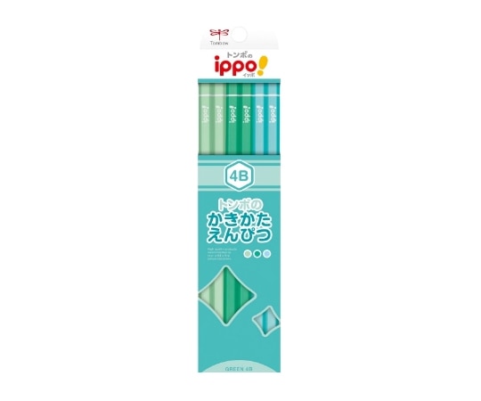 トンボ鉛筆 ippo! かきかた鉛筆 4B グリーン系 1ダース(12本入) KB-KPN04-4B 1ダース(ご注文単位1ダース)【直送品】