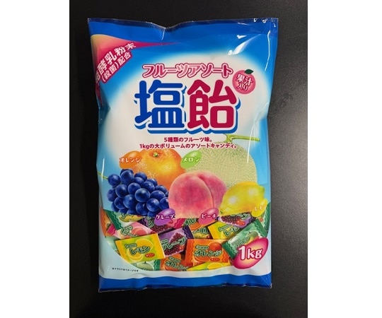 大阪屋製菓 フルーツアソート果汁入り塩飴 1kg×10袋(1箱) 1箱※軽(ご注文単位1箱)【直送品】