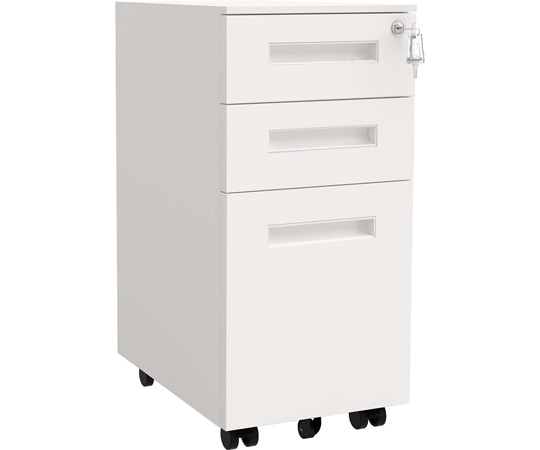 Y2K BWスリムモバイルワゴン 3段 ホワイト BW3-3LP-WH 1台（ご注文単位1台）【直送品】