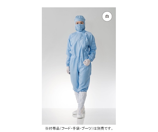 東洋リントフリー クリーンルーム用ツナギ服 白 S FC142C-01 S 1枚 (ご注文単位1枚)【直送品】