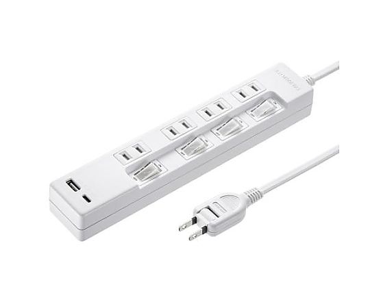 サンワサプライ AC125V/14A タップ(USB充電ポート付/個別スイッチ) EA815GM-241B 1個(ご注文単位1個)【直送品】