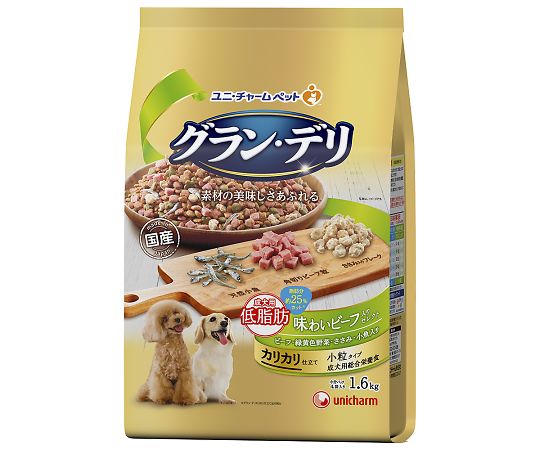 ユニ・チャーム グランデリ カリカリ仕立て 成犬用 低脂肪 味わいビーフ入りセレクト 1.6kg 62572 1個(ご注文単位1個)【直送品】