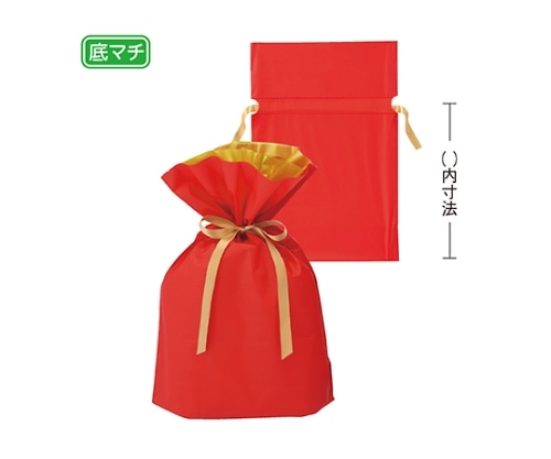アズワン 【20枚】梨地リボン付きギフトバッグ レッド 24×36(24)×底マチ12cm 61-759-79-2 1セット(ご注文単位1セット)【直送品】