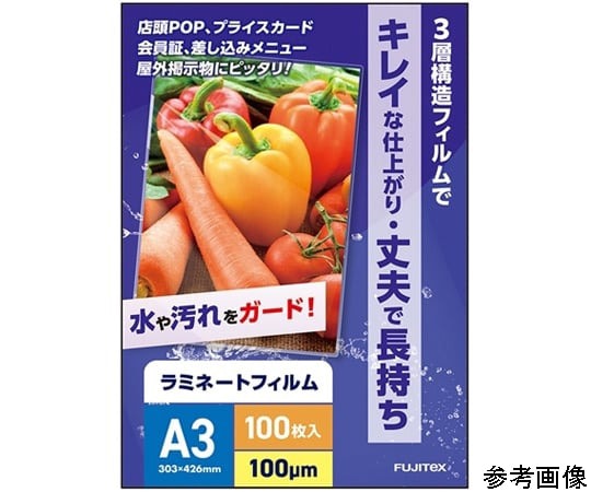 フジテックス ラミネートフィルム100μ A3サイズ 1000枚入  1ケース(ご注文単位1ケース)【直送品】
