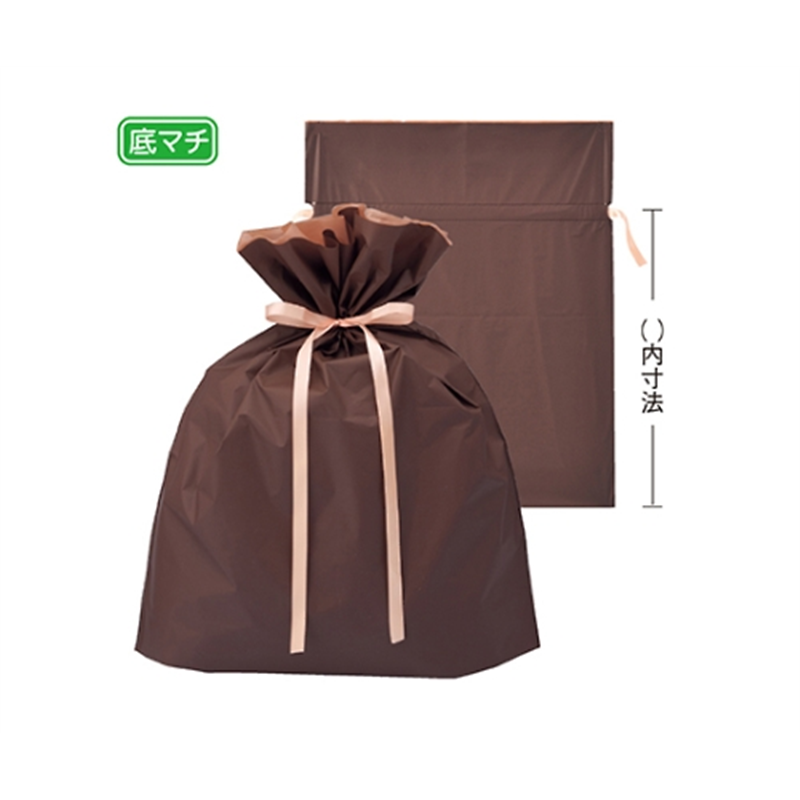 アズワン 【20枚】梨地リボン付きギフトバッグ ブラウン 17×28(18)×底マチ8cm 61-759-83-1 1セット（ご注文単位1セット）【直送品】