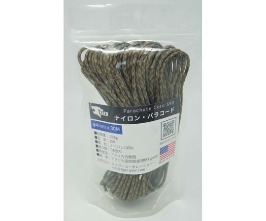 TIGER（タイガー） パラコード マルチカモ 30m×4mm S-3301 1本（ご注文単位1本）【直送品】