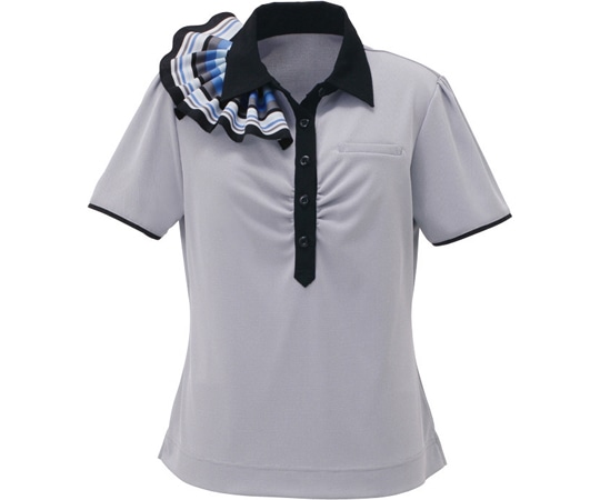 カーシーカシマ ENJOY ミニスカーフ付ポロシャツ COOL BIRDS EYE ブルー LL ESP453 1枚(ご注文単位1枚)【直送品】
