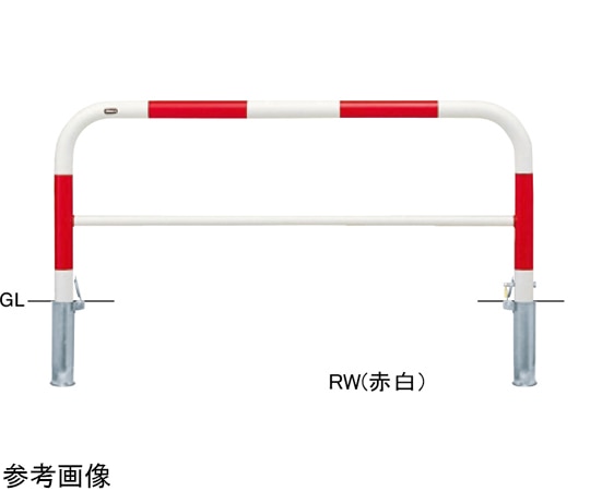 サンポール スチール製 アーチ型車止め(横桟付)差込式カギ付 φ60.5(t2.8)×W1500×H650 黄 FAH-7SK15-650(Y) 1台(ご注文単位1台)【直送品】
