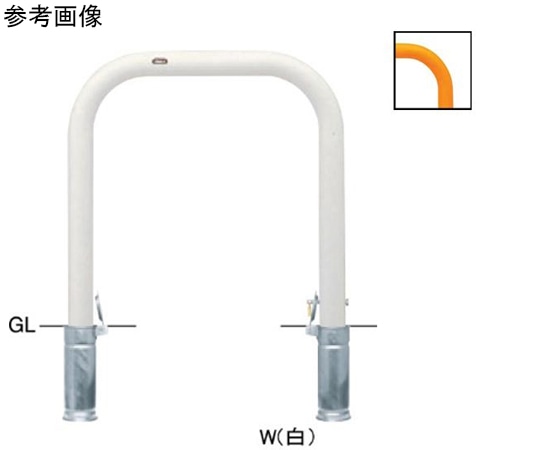 サンポール スチール製 アーチ型車止め 差込式カギ付 φ76.3(t3.2)×W750×H800mm 黄 FAA-8SK75-800(Y) 1台(ご注文単位1台)【直送品】