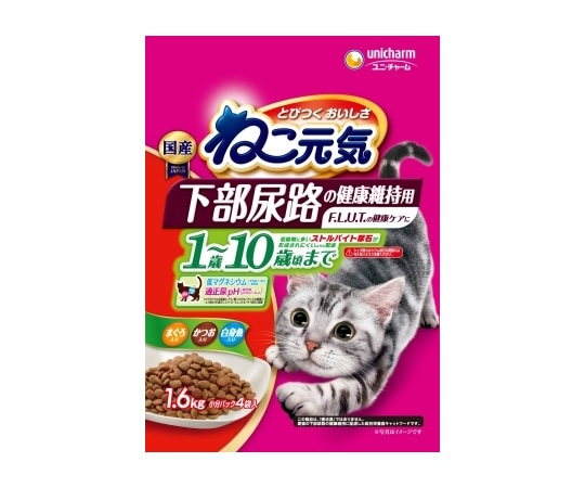 ユニ・チャーム ねこ元気 下部尿路の健康維持用 1歳~10歳頃まで まぐろ・かつお・白身魚入り 1.6kg 1個(ご注文単位1個)【直送品】