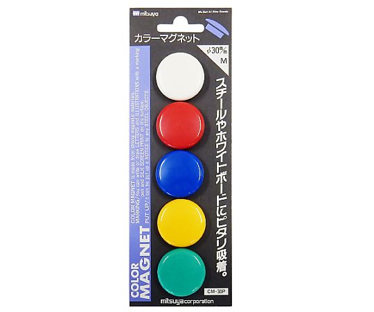 ミツヤ カラーマグネット30mm 混色アソート 5個×10箱入 CMKA-30P 1ケース（ご注文単位1ケース）【直送品】