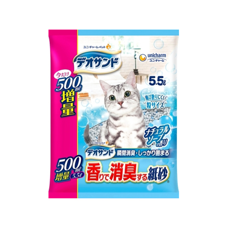 ユニ・チャーム デオサンド香りで消臭紙砂 ナチュラルソープ 5L 1個(ご注文単位1個)【直送品】